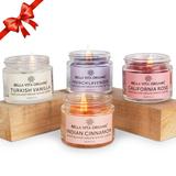Aroma Candles 4 X 60g each, 100% Pure Soy Wax Vanilla, Cinnamon, Lavender & Rose, Upto 15 hours