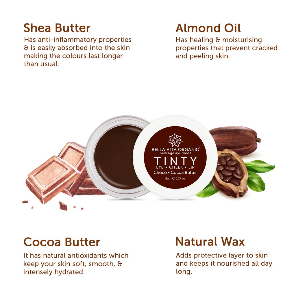 Choco 3 in 1 Tinty for Lips, Cheeks & Eyes for moisturizing & nourishing|Lip Stains & Tints 8 gm