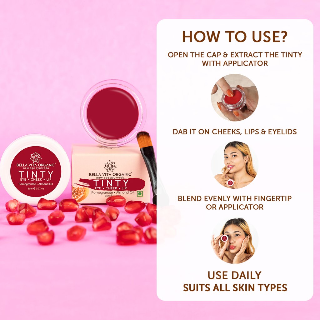 Pomegranate 3 in 1 Tinty for Lips, Cheeks & Eyelids for moisturizing & nourishing|Lip Stains & Ti...